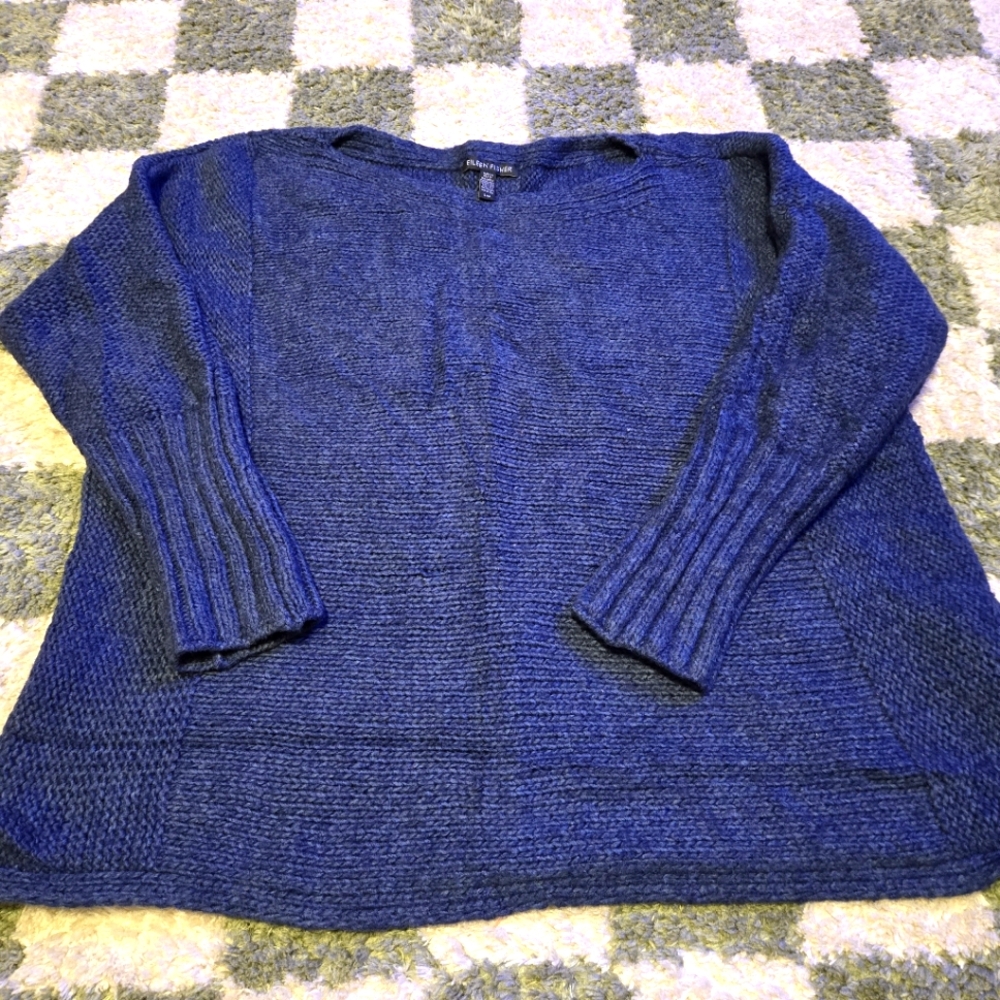 Eileen Fisher Navy Crew Neck Alpaca Sweater